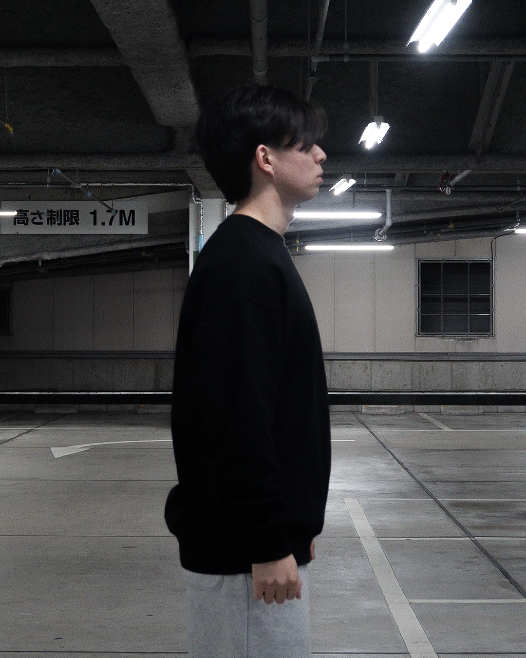 HEAVYWEIGHT ESSENTIAL CREW SWEATSHIRT BLACK